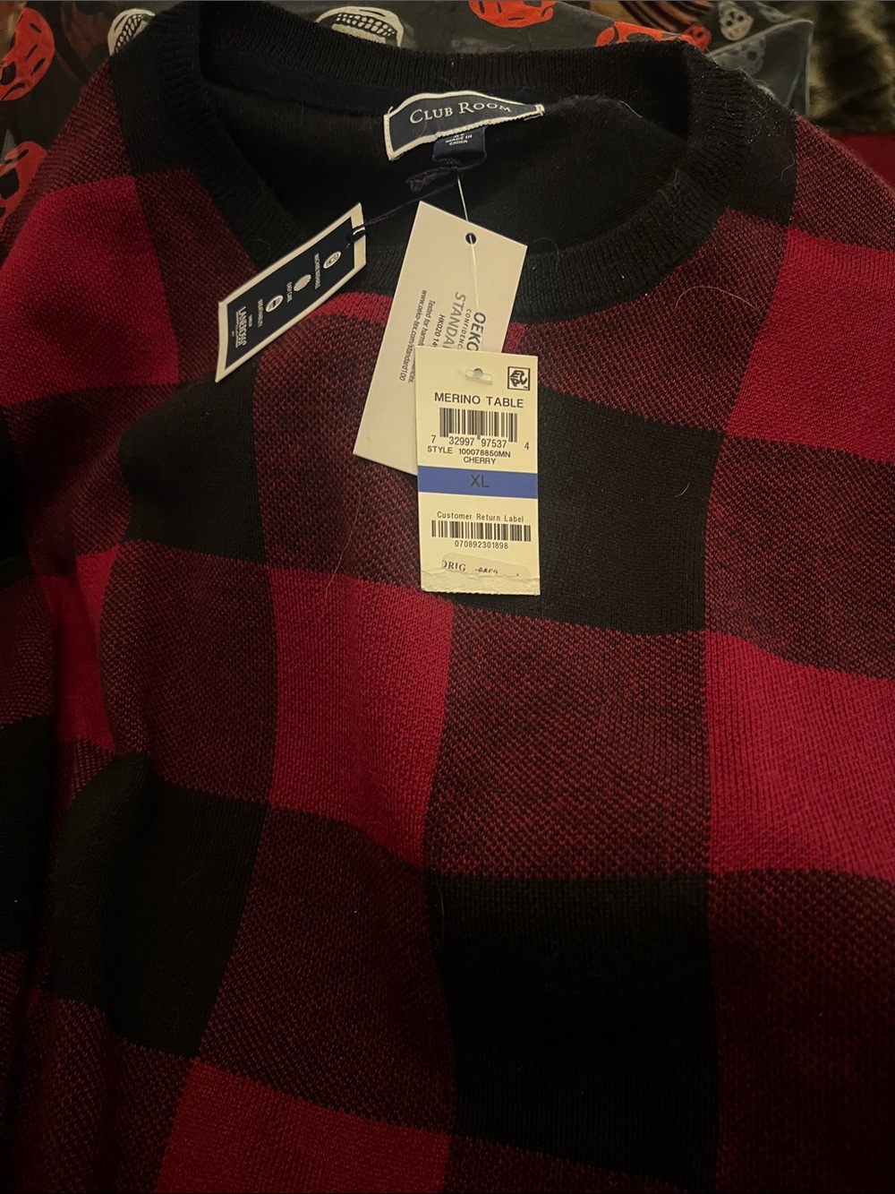 Club Room Merino Wool plaid sweater